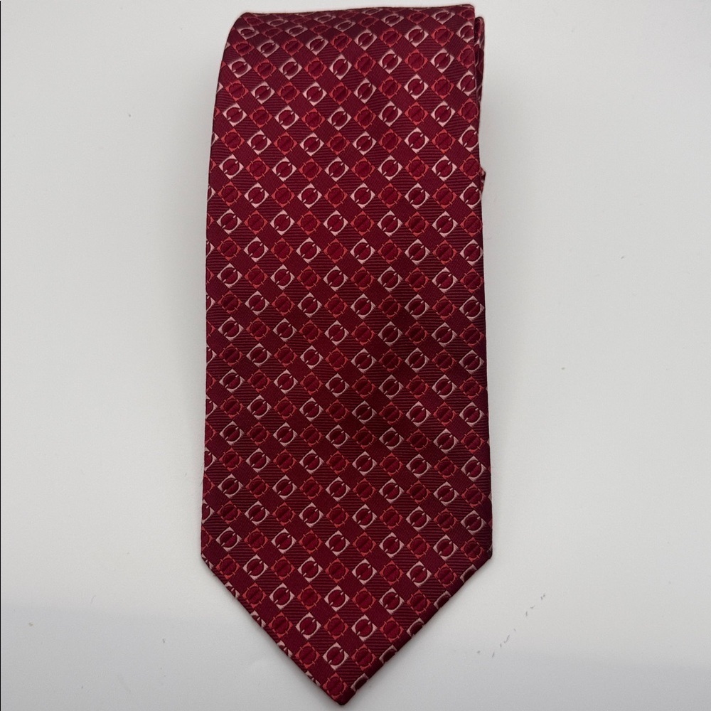 Joseph Abboud Red Geometric Silk Tie with Subtle Accents